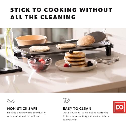 Silicone Turner Pancake Spatula - Nonstick Cookware Safe 600°F Heat-Resistant Flexible & Thin Cooking Flipper for Eggs - Reinforced Stainless Steel Core - BPA Free & Dishwasher Safe by DI ORO thumbnail 3