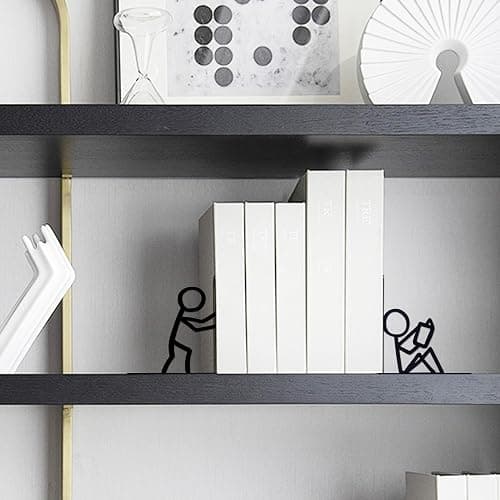 Bookends Decorative Metal Unique Office Desk Bookends Cute Book Ends Reading Decor Bookshelf Decor for Office School Library Bedroom, Book Lovers Gift thumbnail 7