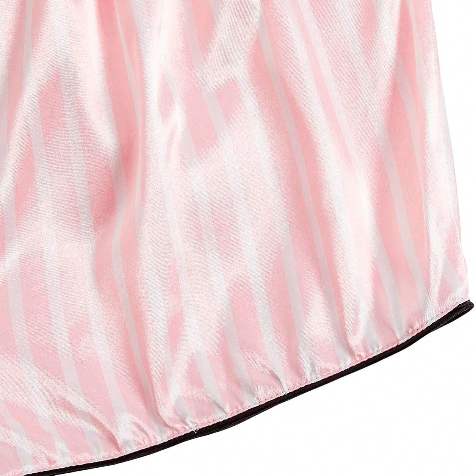 Generisch 2025 Women's Pyjama Set Casual Silk Satin Short Sleeve Button Down Sleepwear Lingerie Dressing Gown thumbnail 4