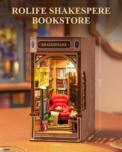 Rolife Book Nook Kit Maison Miniature à Construire DIY Maquette Adulte avec LED Lumières Décoration de Bibliothèque Livre Salon Booknook Puzzle 3D Bois Serre-Livres Diorama Idée Cadeau Femme (TGB07) thumbnail 2