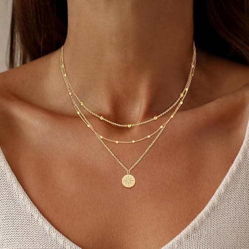 Voduim Dainty Layered Necklaces for Women Trendy | Gold Necklace Stack 14K Gold Plated Layering Pendant Necklace Set Statement Necklaces for Women Waterproof Gold Jewelry thumbnail 5