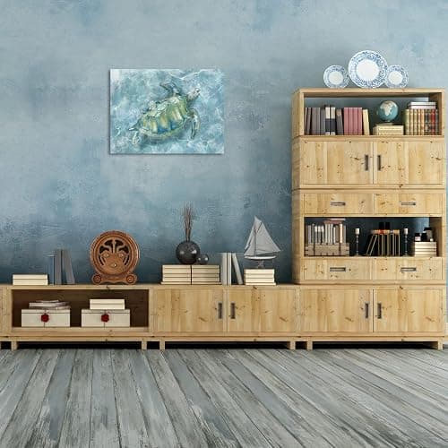 YJYart Canvas Wall Art for Bedroom Sea Turtle Wall Decor Pictures for Wall Blue Artwork Pictures Green Turtle Wall Decorations for Bathroom Bedroom Home Office 24 x 36 inches thumbnail 4