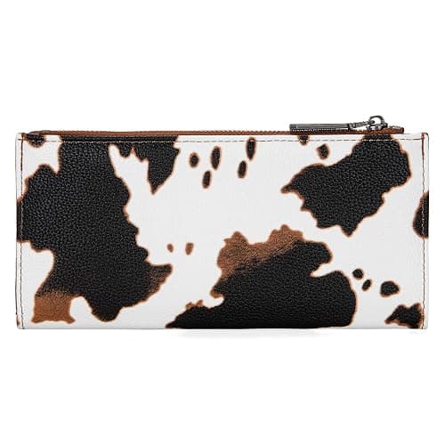 Wrangler Cow Print Wallets Womens Bifold Credit Card Wallet Women's Wallets, Card Cases & Money Organizers Brown Wallet for Women Ladies Female Cash Wallett with Smooth Zipper thumbnail 5