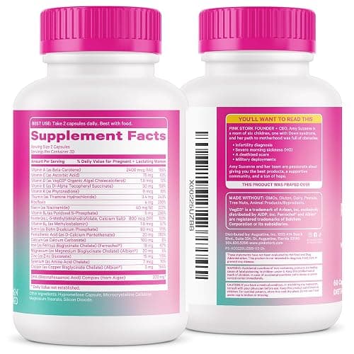 Pink Stork Total Postnatal Vitamin & DHA: Postpartum Multivitamin with Iron, B-Complex, & Folate, Breastfeeding Vitamins for Moms, Post Pregnancy Prenatal Vitamin, Women-Owned, 60 Capsules thumbnail 5