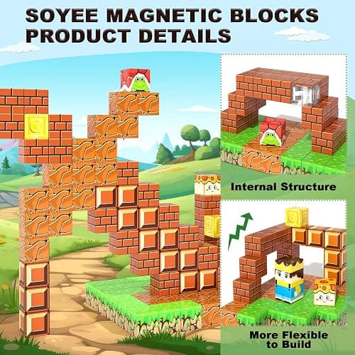 108PCS Magnetic Blocks Building Toys - 1'' Magnet Building Blocks Build Mine Magnet World Game Adventure Set Cubes Boys Girls Toys Ages 3-5 4-6 5-7 6-8 Kids Gifts for 3-12 Years Old School Supplies thumbnail 4