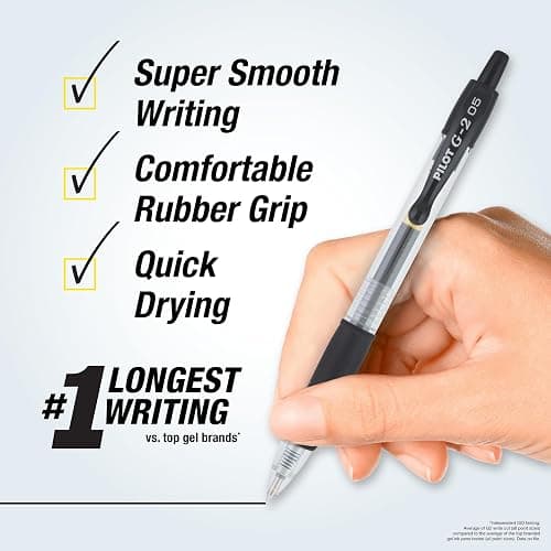 Pilot G2 Premium Gel Roller Pens, Extra Fine Point 0.5 mm, Gel Pens Black Ink, Pack of 12 - Ideal for School, Journaling & Office Writing thumbnail 4