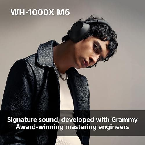 Sony WH-1000XM6 Flagship Noise Cancelling Over-Ear Wireless Bluetooth Headphones, Signature Hi-Res Sound, Ultimate Comfort, Foldable Design, Durable Case, 30 HR Battery, iOS & Android - Silver - Silver thumbnail 5