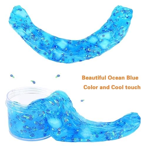 MKAKJWAW 7OZ Blue Clear Slime Jelly Cube Crystal Putty Non-Sticky Premade Stress Relief Toys Holiday Birthday Gifts Party Favor for Girls Boys thumbnail 5