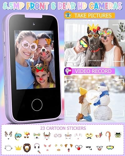 Kids Smart Phone Gifts for Girls 6-8 Year Old,Touchscreen Toy Cell Phone with Multi APPs 8G TF Card for Learning Play Christmas Birthday Gifts for Girls Age 3 4 5 6 7 8 9 thumbnail 3