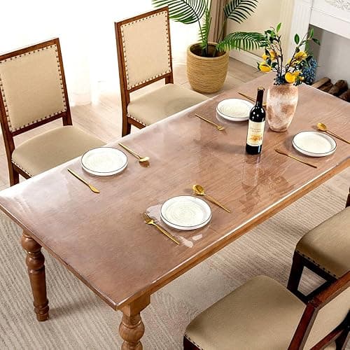 Eisdroma 24 x 42 Inch Clear Table Cover Protector, 2mm Thick Clear Table Protector for Dining Room Table, Plastic Table Cover, Waterproof Table Pad for Kitchen, Office - Clear 2mm - 24" x 42" thumbnail 4