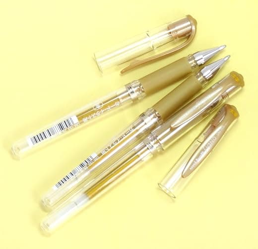 Uni-Ball Signo Broad Point Gel Impact Pen Gold Ink, 1.0mm, 3 pens per Pack (Japan import) [Komainu-Dou Original Package] thumbnail 2