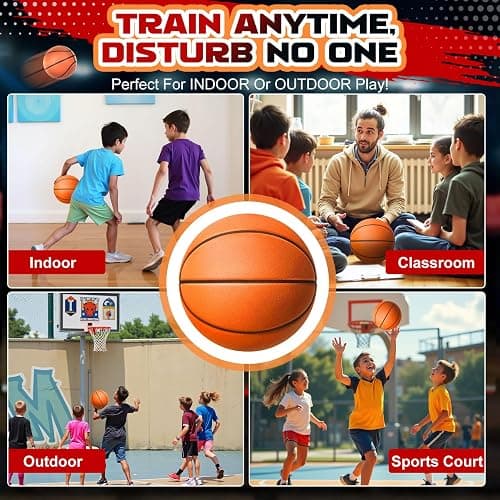 ALDWDY Silent Basketball Size 7 (29.5") – Grooved Airless Indoor Basketball for Quiet Dribbling and Indoor Training, Pro PU Foam Ball – Real Feel Higher Bounce Quieter thumbnail 7