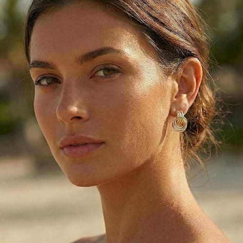 JeanBeau Gold Statement Geometric Knot Stud Earrings for Women Chunky Trendy Lightweight Hollow Long Twisted Link Dangle Drop Earring Fashion Jewelry Gift thumbnail 3