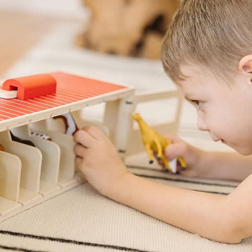 Melissa & Doug Take-Along Show-Horse Stable Play Set– Pretend Play Wooden Barn Toy with 8 Horse Toys & Carrying Case, Portable Preschool Travel Toys for Kids Ages 3+ thumbnail 7