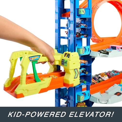 Hot Wheels City Ultimate Garage Track Set with 2 Die-Cast Toy Cars & Car-Eating Dragon, Stores 50+ Vehicles, 4 Levels thumbnail 4