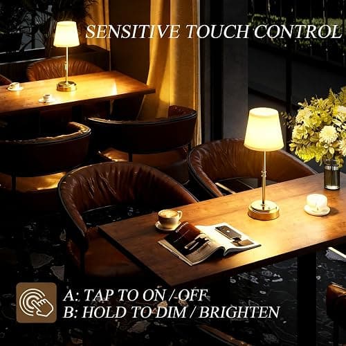Litluzecozy Cordless Table Lamp - 7500mAh Longest Lasting Battery Operated Lamp, 1 Pack Antique Brass Aesthetic Cozy Rechargeable Desk Lamp for Kitchen Counter, Dining Room & Restaurant Centerpiece thumbnail 5