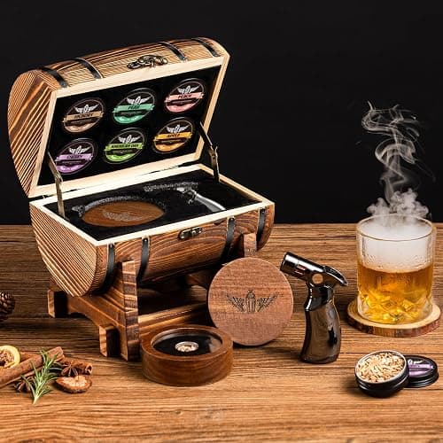 INSISART Whiskey Smoker Kit, Old fashioned Smoker Kit with Barrel,Charred | Patent Pending, with torch and 6 wood chips, Smoke infuser for cocktails and bourbon, Whiskey Gifts for Men,Dad(NO Butane) thumbnail 3