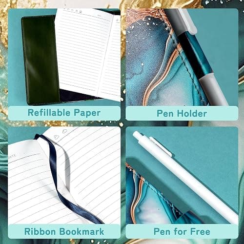 CAGIE Diary with Lock for Girls, A5 Password Refillable Lined Journal Kit Locked Diary, Cute Stuff Christmas Birthday Gifts for Girls 6 7 8 9 10 11 12 13 14 Year Old Girl, Teen Girl Gifts, Green thumbnail 4