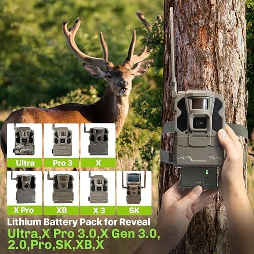 4 Pack New Reveal Lithium Battery Pack Trail Camera Battery + 4 Port Battery Charger Compatible with Reveal Hunting Camera Ultra, Pro 3.0, X Gen 2.0 3.0, X Pro,XB, SK,X (4pcs Batteries+Charger) thumbnail 4