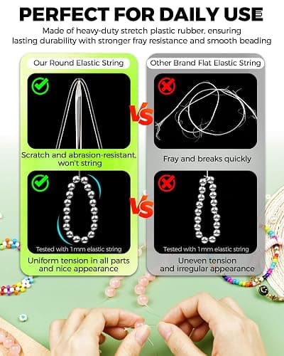 6 Rolls FIVEIZERO Elastic Bracelet String Cord, 0.4mm, 0.5mm, 0.6mm, 0.7mm, 0.8mm, 1mm Crystal Clear Stretchy Elastic Bead String for Bracelets, Jewelry Making and Clay Pony Seed Stone Beads Beading thumbnail 4