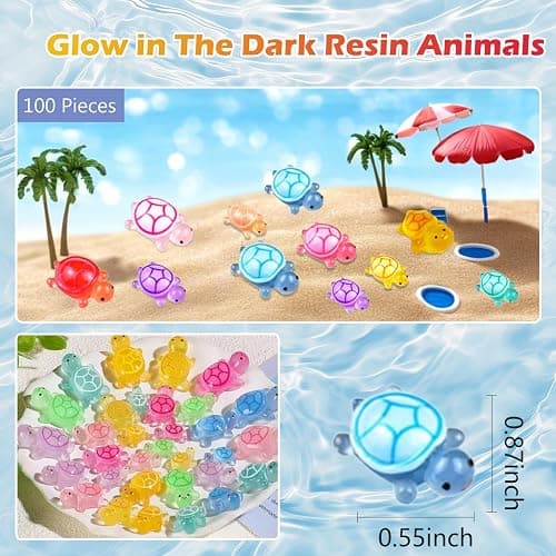 100 Pcs Mini Turtle Blind Bags for Kids - Glow in The Dark Resin Turtles Collectible Sea Turtle Toys for Party Favors, Treasure Hunt Games Dollhouse Decor, Mini Garden Landscape, Cake Toppers thumbnail 5