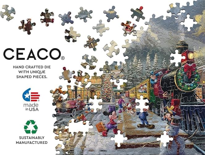 Ceaco - Thomas Kinkade - Disney - Holiday - Candy Cane Express - 1000 Piece Jigsaw Puzzle thumbnail 5