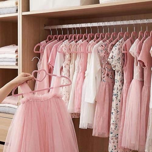 Qunclay 50 Pcs Pink Plastic Heart Hangers with 360 Degree Swivel Hook, Heavy Duty Sturdy Heart Clothes Coat Hanger, Cute Kawaii Room Decor for Adult Women, Space Saving with No Hanger Mark thumbnail 5