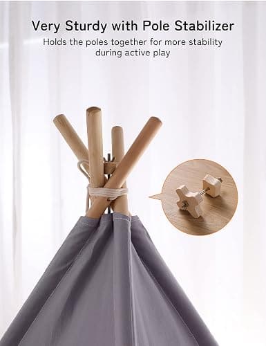 besrey Teepee Tent for Kids with Light & Mat, Toddler Tents Indoor Play Tent Playhouse, Toddler Tipi Cotton, tee Pee Tents for Kids Indoor, Boys & Girls Teepee,Children Room Playhouse thumbnail 3
