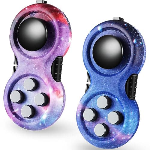 Skylety 2 Fidget Toy Game Controller Fidget Pad, Starry Purple Starry Blue | Stress Relief Sensory Toy, Concentration Toy with 8 Fidget Functions, for ADHD Autism Relief Stress Anxiety - Image 1