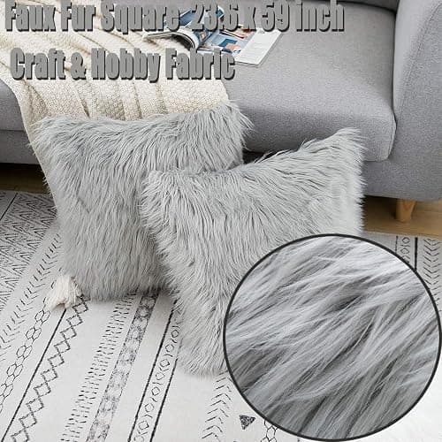 Faux Fur Fluffy Crafts Fabric 23.6x59 inch Grey, Long Pile Shaggy Fur Fabric for Costume, Halloween Decoration, Home Sewing, Craft Arts Supply, Upholstery, Christmas Plush Furry Material thumbnail 4