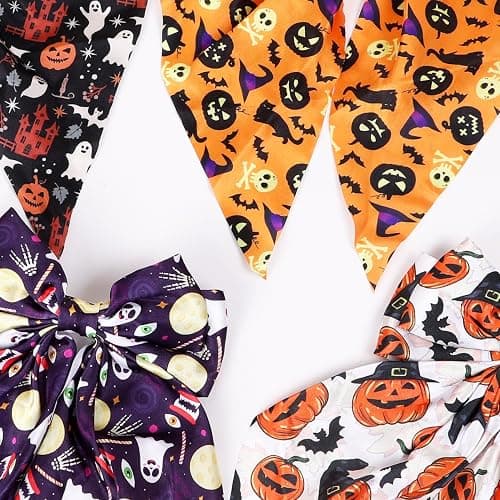 Halloween Silky Satin Hair Bows for Women,Big Ribbon Bow Hair Clips for Girls, Oversized Long Tail Hair Barrettes Cute Hair Accessories (Halloween purple) thumbnail 3