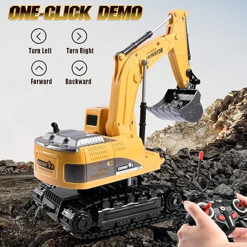 Onadrive Construction Excavator Toy - Kids Toy Engineering Digger Truck, Remote Control Rechargable Hydraulic Car for 3 4 6 7 8 Year Old Boys Girls, Educational Toys for Kids & Children thumbnail 4