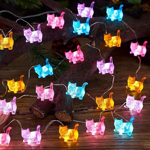 JASHIKA Cat String Lights Kawaii Deco Kitty Fairy Decorative Lights 10ft 30LED Battery Operated Novelty Lighting for Outdoor Wedding Camping Tent Baby Shower Bedroom Birthday Party - Image 1