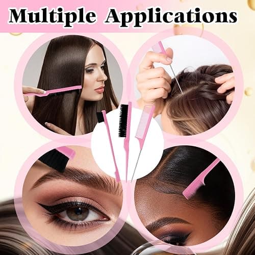 Soodyoow 75g Hair Wax Stick & Slick Back Hair Brush, Non Greasy Anti Frizz Hair Styling Kit for Taming Flyaways, Smoothing Frizz, Sleek Ponytails, Styling Accessories for Women, Girls, Pink thumbnail 5