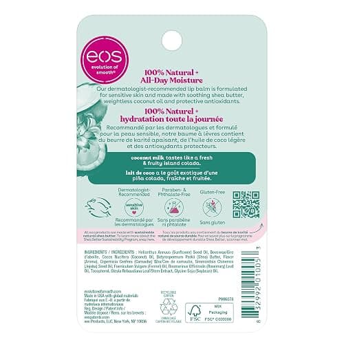 eos 100% Natural Lip Balm Sphere- Coconut Milk, All-Day Moisture, Made for Sensitive Skin, 7g thumbnail 2