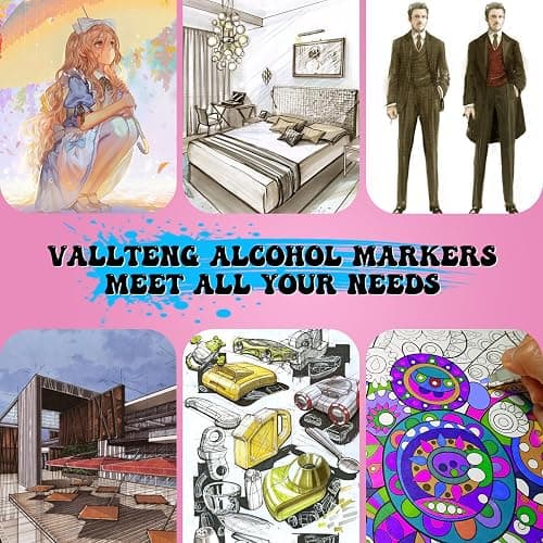 alchilalart 80-Colors Alcohol Based markers, Alcohol Markers Set, Dual Tip Alcohol Sketching Drawing Markers Animation for Adults thumbnail 7
