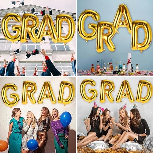 PEUTIER Grad Balloons Set, 40in Foil Graduation Balloons Large Congrats Graduation Party Balloons Congratulations Letter Grad Decorations for Graduation Celebration Party Supplies(Gold), M thumbnail 7