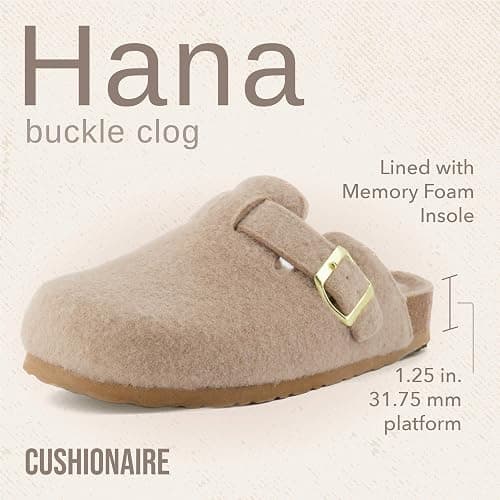 CUSHIONAIRE Hana Womens Clogs | Comfortable Vegan Suede Clogs for Women | Slip On Potato Shoes with Cork Footbed & Arch Support | Memory Foam, Wide Widths Available thumbnail 4