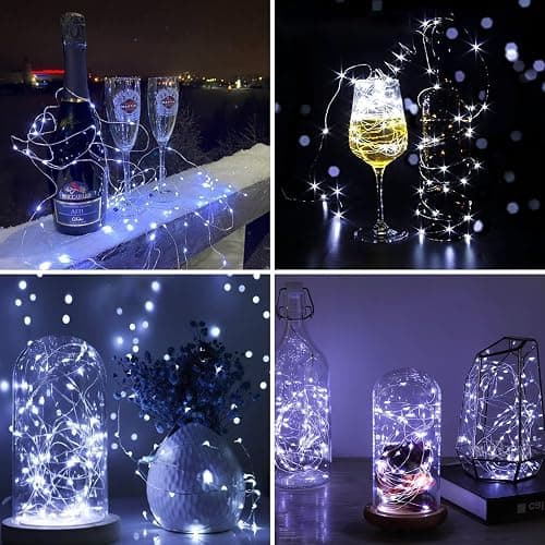 ZGWJ 12 Pack Fairy Lights Battery Operated, 7ft 20 Mini LED Fairy String Lights Silver Wire 3 Modes for DIY, Parties, Wedding, Bedroom, Halloween Christmas Decoration Silver White thumbnail 5