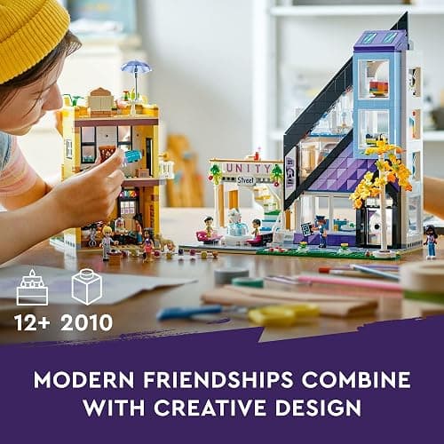 LEGO Friends Downtown Flower and Design Stores 41732 Building Set - Buildable Toy with Apartment, Shops, House, and Classic Characters, Model to Customize, Decorate, and Display for Ages 12+ thumbnail 2