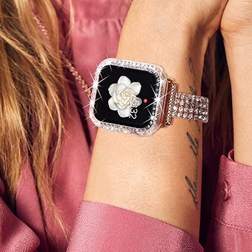 KADES Compatible for Bling Apple Watch Protective Case with Built-in Screen Protector for Apple Watch 41mm Series 9 Series 8 Series 7 (41mm, Clear) - Clear - 41mm (Series 9/8/7) thumbnail 7