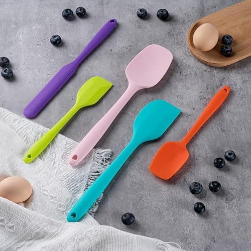 Silicone Spatula Set, 5 Piece Food Grade Rubber Spatulas for Baking, Cooking, and Mixing High Heat Resistant Non Stick Dishwasher Safe BPA-Free (Multicolor) thumbnail 7