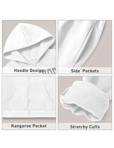 KANGKANG Unisex Boys Girls Clothes Letter Full Zip Fleece Hooded Sweatshirt Jogging Sweatpants Sweatsuit Kids Fashion Outfits thumbnail 5
