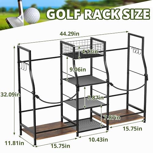 Jsskeeim Golf Bag Storage Organizer for Garage Organization, Golf Bag Stand for Golf Bag Accessories, Spacious Golf Rack for Golf Clubs & Golf Essentials, Ideal Golf Gifts for Men (Fits 2 Golf Bags) thumbnail 3
