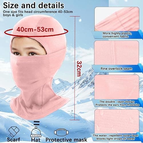 BAISEN Kids Balaclava Ski Mask for Skiing Cycling, Cold Weather Neck Warmer Windproof Thermal Face Mask for Boys/Girls thumbnail 3