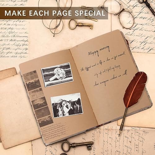 212 Pcs DIY Vintage Journal Set for Women Gifts Scrapbook Diary Supplies including Aesthetic Bullet Journals, Scrapbook Paper, Washi Stickers, Tape, Dot Stickers thumbnail 6