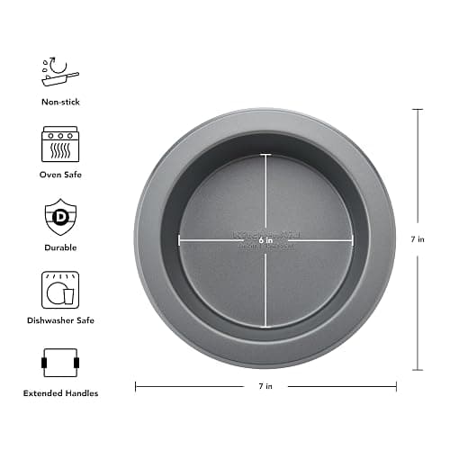 KitchenAid Nonstick Swiss Engineered Aluminized Steel Round Cake Pan, Dishwasher Safe, Contour Silver, 6 Inch thumbnail 3