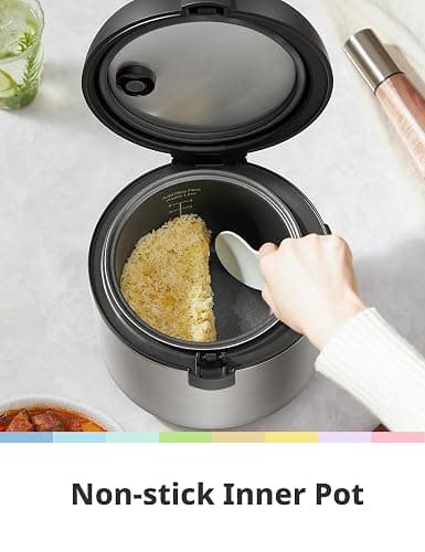 COMFEE' Compact Rice Cooker, 6-in-1 Stainless Steel Multi Cooker, Slow Cooker, Steamer, Saute, and Warmer, 2 QT, 8 Cups Cooked(4 Cups Uncooked), Brown Rice, Quinoa and Oatmeal, 6 One-Touch Programs thumbnail 2
