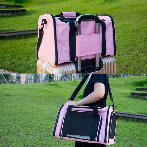 NextFri Soft Sided Carrier for Small Medium Cats Dogs,TSA Airline Approved Collapsible Travel Pet Carrier Medium Pink thumbnail 5