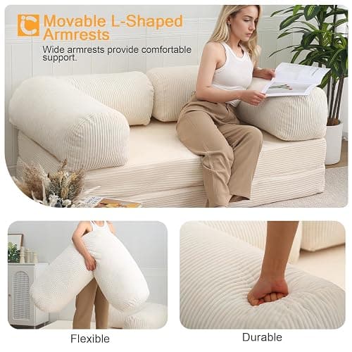 COMAX 4-in-1 Folding Sofa Bed Queen – Convertible Futon Sleeper Mattress Chair Space-Saving Lounge | Foldable Floor Couch | Comfy Guest Bed for Living Room or Bedroom thumbnail 6